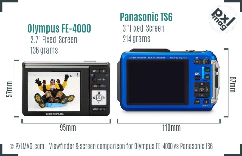 Olympus FE-4000 vs Panasonic TS6 Screen and Viewfinder comparison