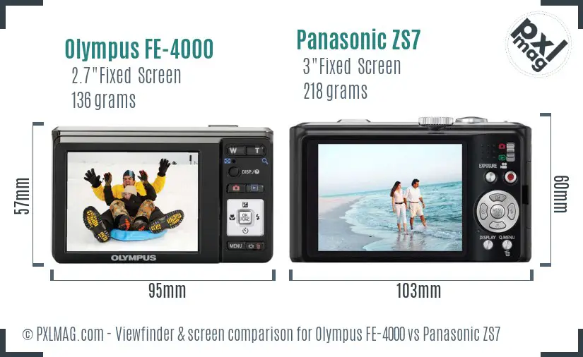 Olympus FE-4000 vs Panasonic ZS7 Screen and Viewfinder comparison