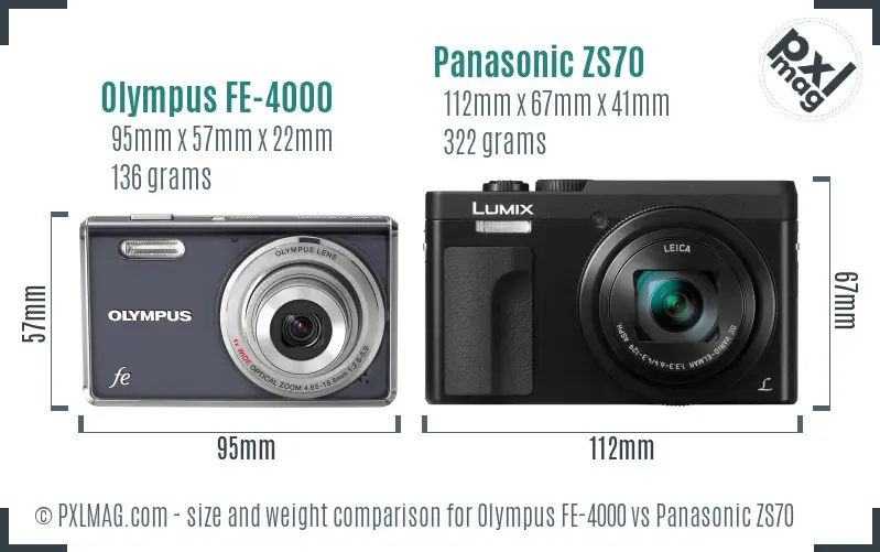 Olympus FE-4000 vs Panasonic ZS70 size comparison