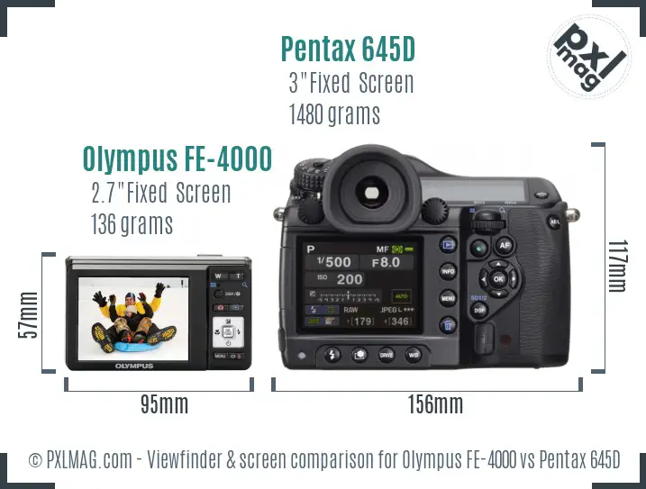 Olympus FE-4000 vs Pentax 645D Screen and Viewfinder comparison
