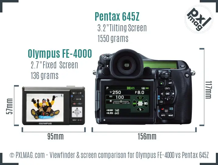 Olympus FE-4000 vs Pentax 645Z Screen and Viewfinder comparison