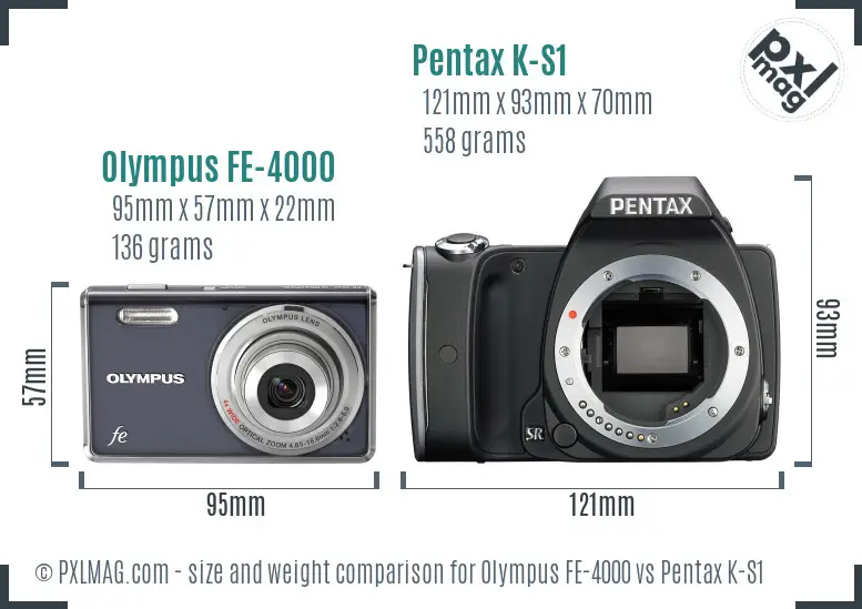 Olympus FE-4000 vs Pentax K-S1 size comparison
