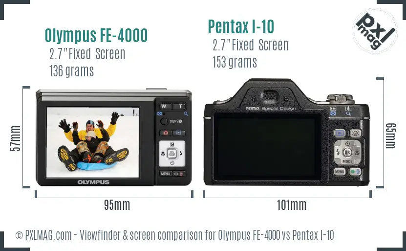 Olympus FE-4000 vs Pentax I-10 Screen and Viewfinder comparison