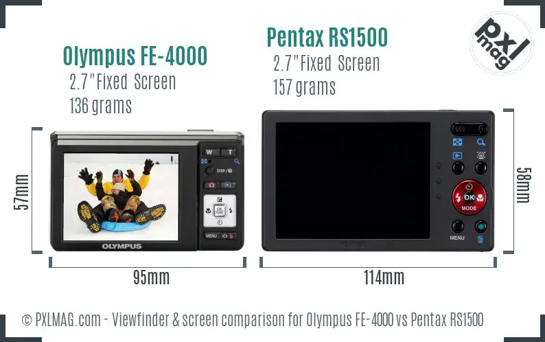 Olympus FE-4000 vs Pentax RS1500 Screen and Viewfinder comparison