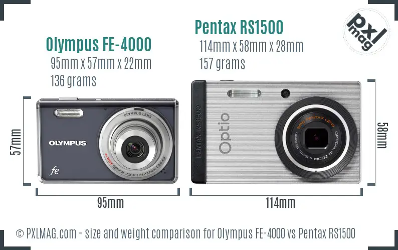 Olympus FE-4000 vs Pentax RS1500 size comparison