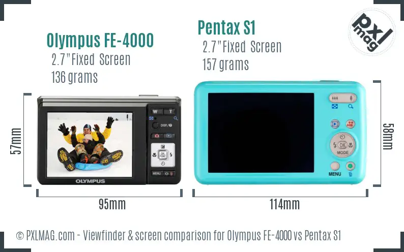 Olympus FE-4000 vs Pentax S1 Screen and Viewfinder comparison