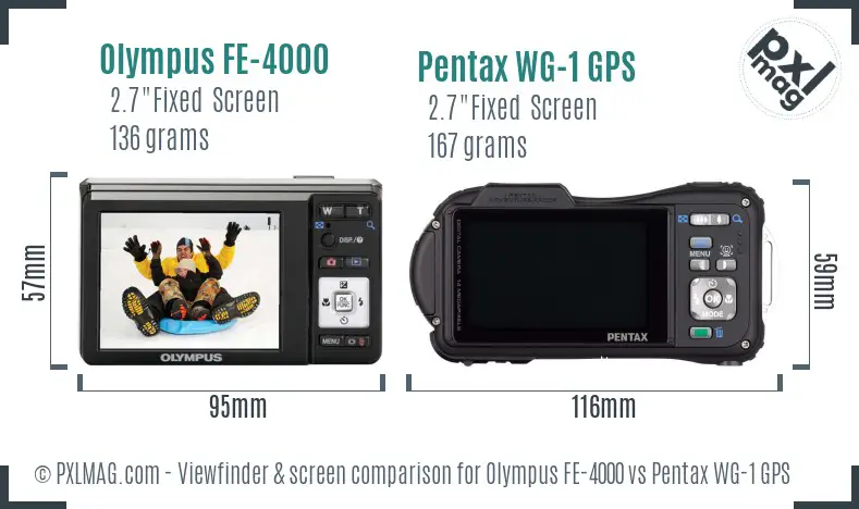 Olympus FE-4000 vs Pentax WG-1 GPS Screen and Viewfinder comparison