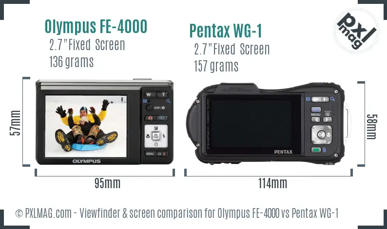 Olympus FE-4000 vs Pentax WG-1 Screen and Viewfinder comparison