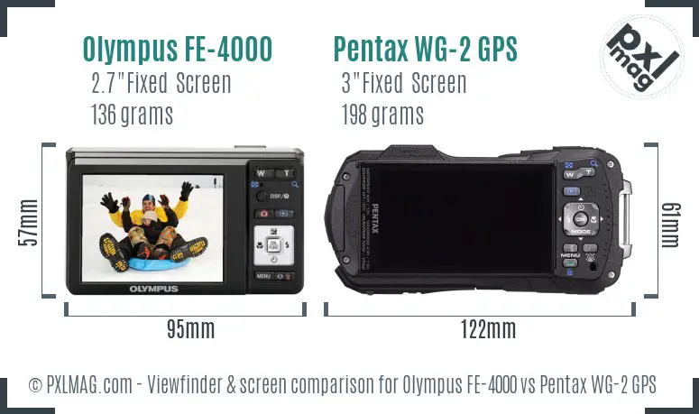 Olympus FE-4000 vs Pentax WG-2 GPS Screen and Viewfinder comparison