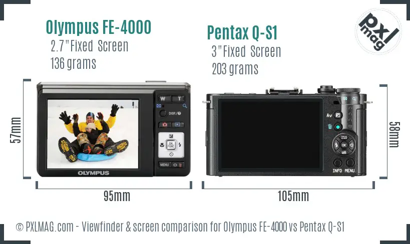 Olympus FE-4000 vs Pentax Q-S1 Screen and Viewfinder comparison
