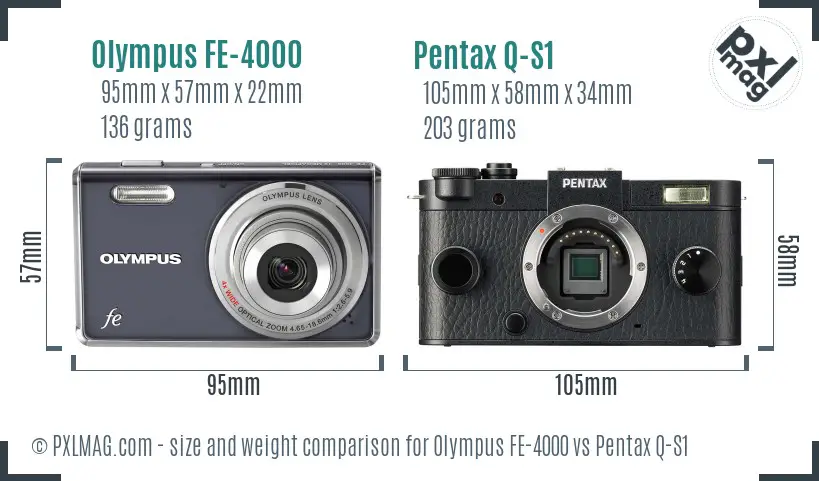 Olympus FE-4000 vs Pentax Q-S1 size comparison