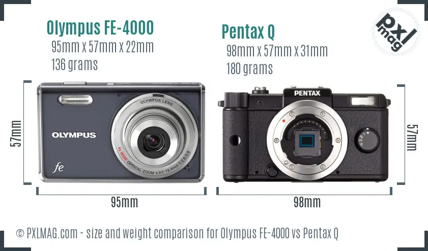 Olympus FE-4000 vs Pentax Q size comparison