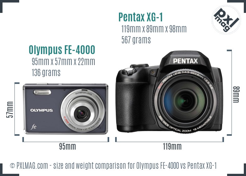 Olympus FE-4000 vs Pentax XG-1 size comparison Olympus FE-4000 vs Pentax XG-1 size comparison