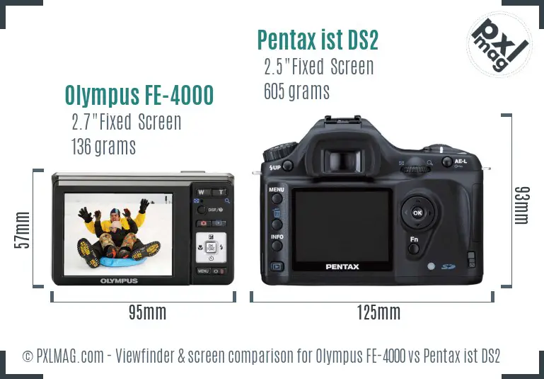 Olympus FE-4000 vs Pentax ist DS2 Screen and Viewfinder comparison