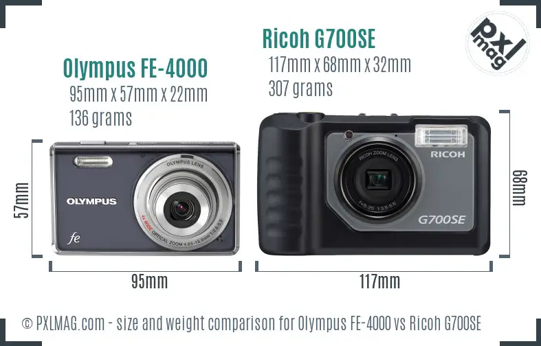 Olympus FE-4000 vs Ricoh G700SE size comparison Olympus FE-4000 vs Ricoh G700SE size comparison