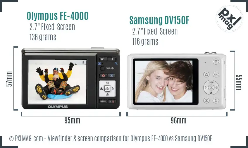 Olympus FE-4000 vs Samsung DV150F Screen and Viewfinder comparison