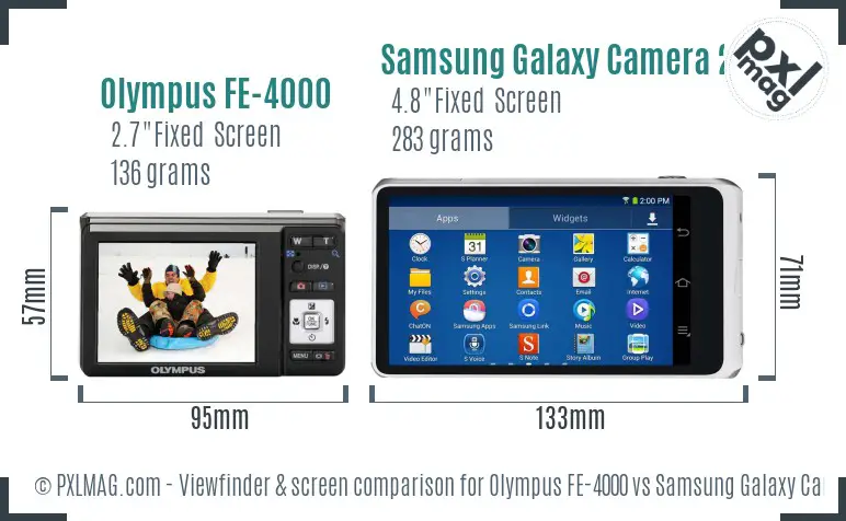 Olympus FE-4000 vs Samsung Galaxy Camera 2 Screen and Viewfinder comparison