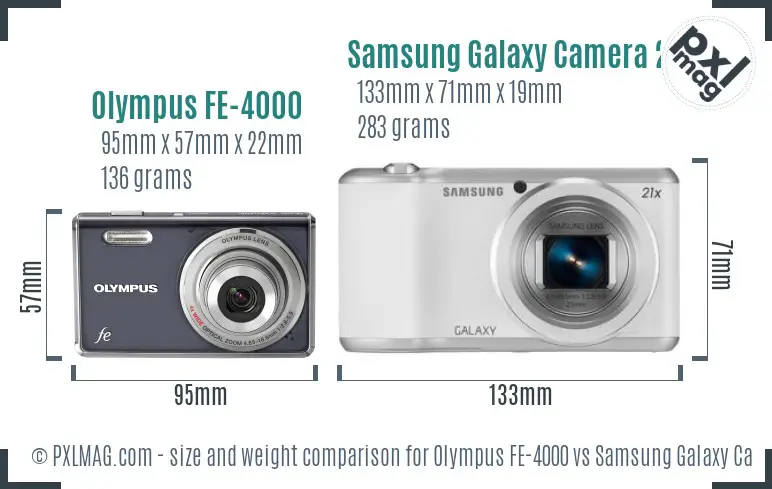 Olympus FE-4000 vs Samsung Galaxy Camera 2 size comparison