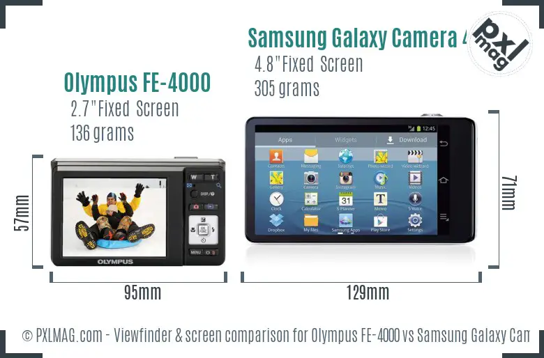 Olympus FE-4000 vs Samsung Galaxy Camera 4G Screen and Viewfinder comparison