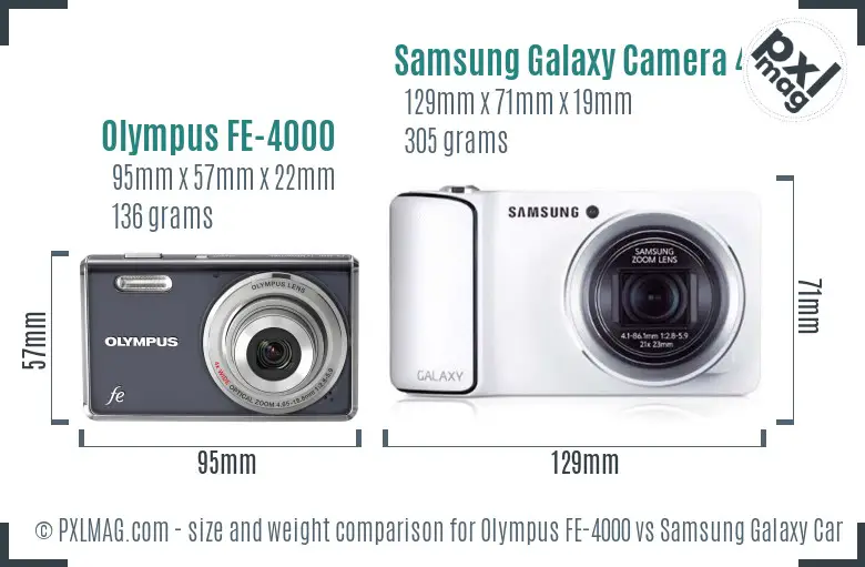 Olympus FE-4000 vs Samsung Galaxy Camera 4G size comparison