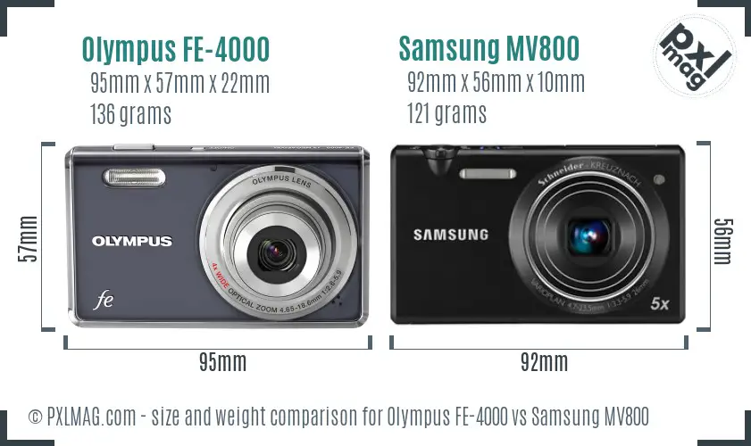 Olympus FE-4000 vs Samsung MV800 size comparison