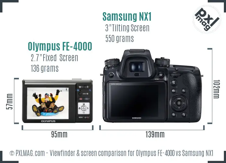 Olympus FE-4000 vs Samsung NX1 Screen and Viewfinder comparison Olympus FE-4000 vs Samsung NX1 Screen and Viewfinder comparison