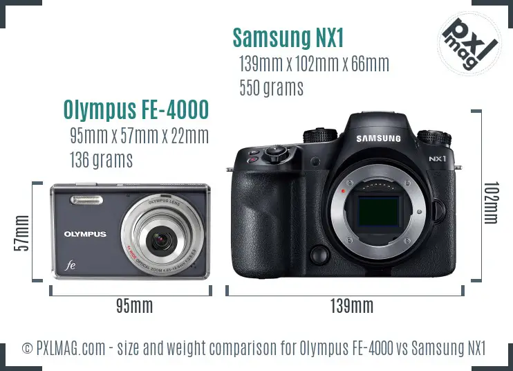Olympus FE-4000 vs Samsung NX1 size comparison Olympus FE-4000 vs Samsung NX1 size comparison