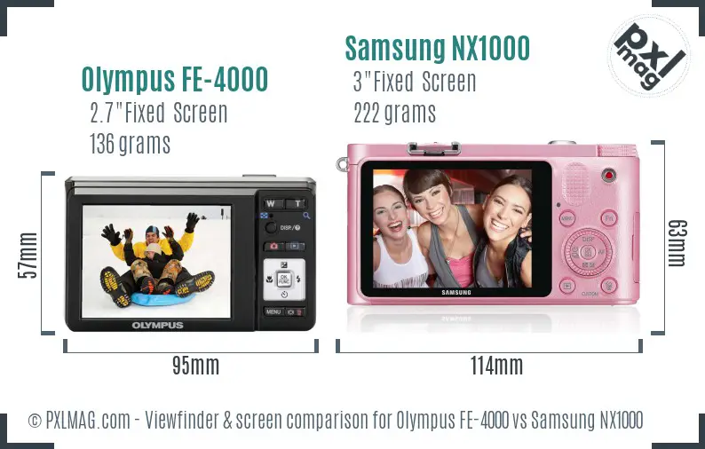 Olympus FE-4000 vs Samsung NX1000 Screen and Viewfinder comparison Olympus FE-4000 vs Samsung NX1000 Screen and Viewfinder comparison