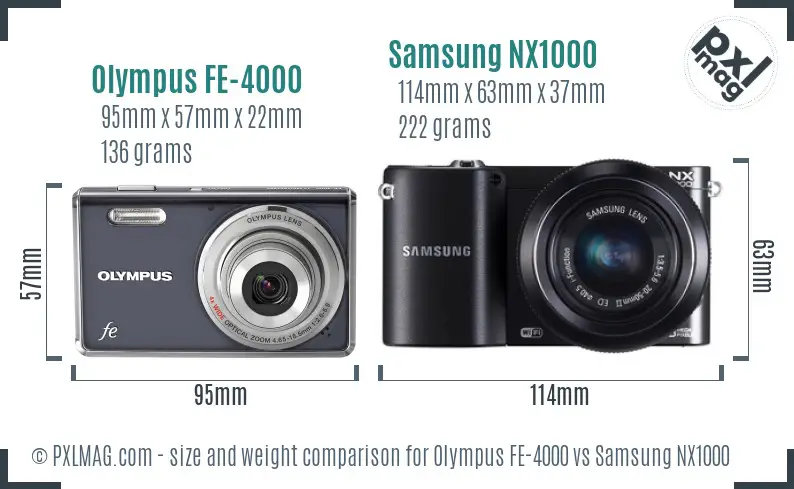 Olympus FE-4000 vs Samsung NX1000 size comparison Olympus FE-4000 vs Samsung NX1000 size comparison