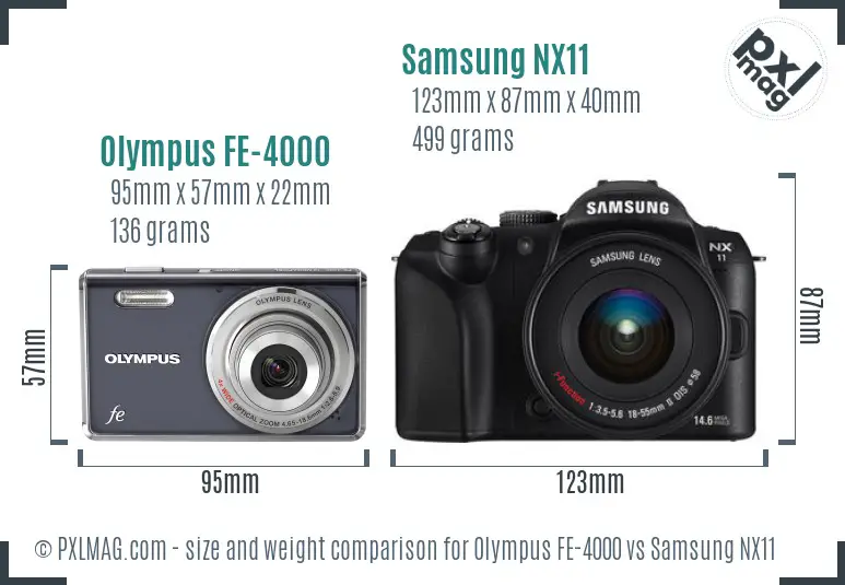 Olympus FE-4000 vs Samsung NX11 size comparison