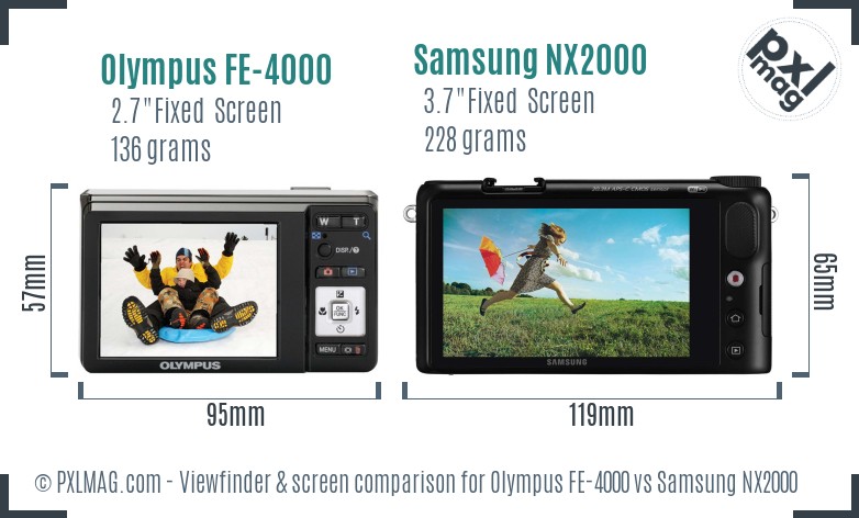 Olympus FE-4000 vs Samsung NX2000 Screen and Viewfinder comparison