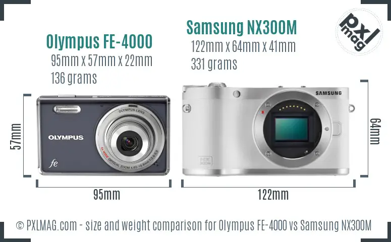 Olympus FE-4000 vs Samsung NX300M size comparison Olympus FE-4000 vs Samsung NX300M size comparison