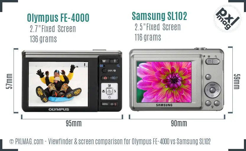 Olympus FE-4000 vs Samsung SL102 Screen and Viewfinder comparison