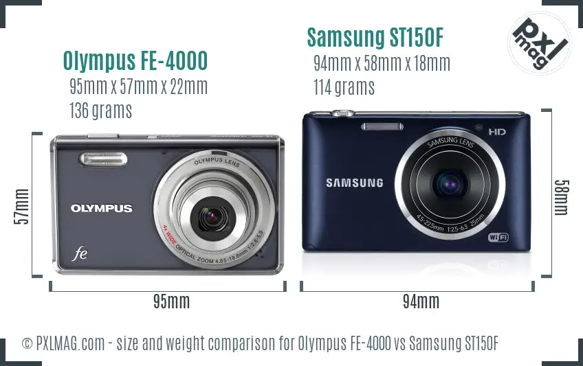 Olympus FE-4000 vs Samsung ST150F size comparison Olympus FE-4000 vs Samsung ST150F size comparison