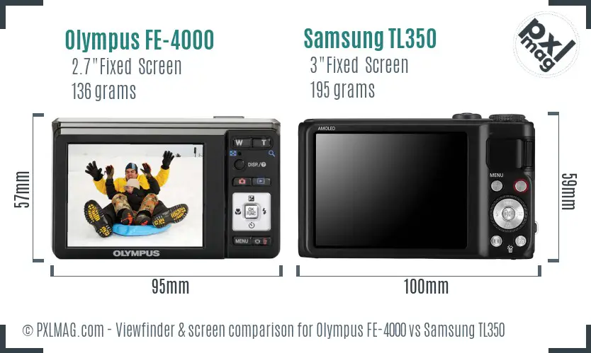 Olympus FE-4000 vs Samsung TL350 Screen and Viewfinder comparison Olympus FE-4000 vs Samsung TL350 Screen and Viewfinder comparison
