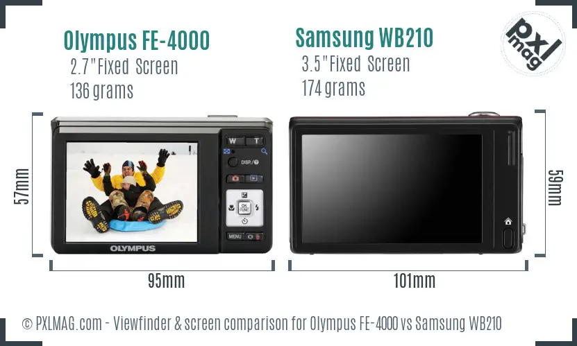 Olympus FE-4000 vs Samsung WB210 Screen and Viewfinder comparison