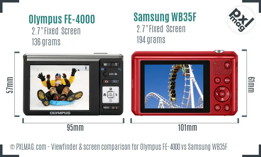 Olympus FE-4000 vs Samsung WB35F Screen and Viewfinder comparison
