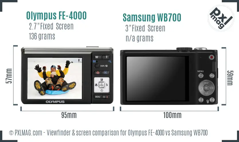 Olympus FE-4000 vs Samsung WB700 Screen and Viewfinder comparison