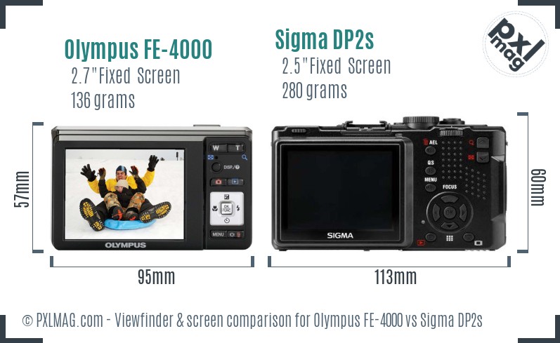 Olympus FE-4000 vs Sigma DP2s Screen and Viewfinder comparison