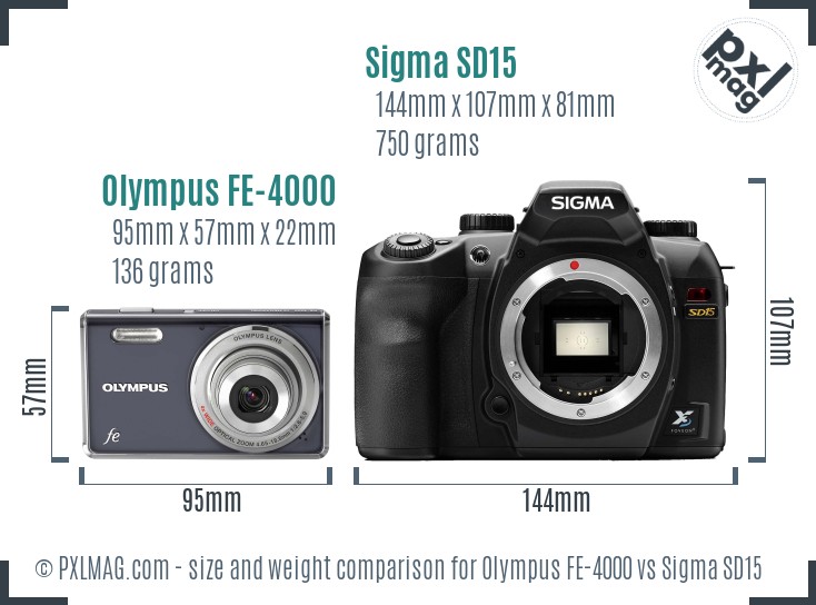 Olympus FE-4000 vs Sigma SD15 size comparison Olympus FE-4000 vs Sigma SD15 size comparison