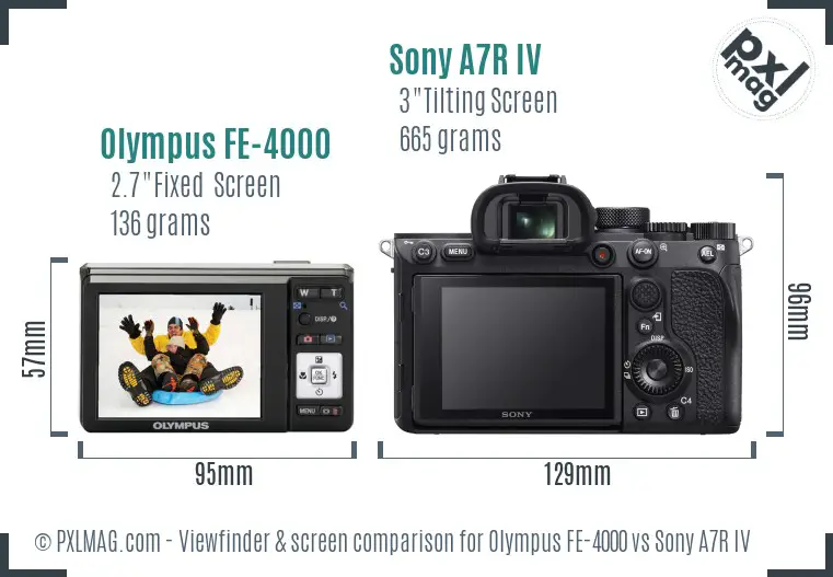 Olympus FE-4000 vs Sony A7R IV Screen and Viewfinder comparison