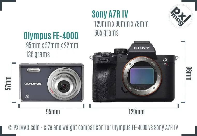 Olympus FE-4000 vs Sony A7R IV size comparison