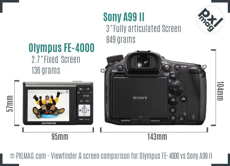 Olympus FE-4000 vs Sony A99 II Screen and Viewfinder comparison