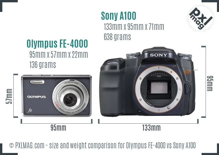 Olympus FE-4000 vs Sony A100 size comparison