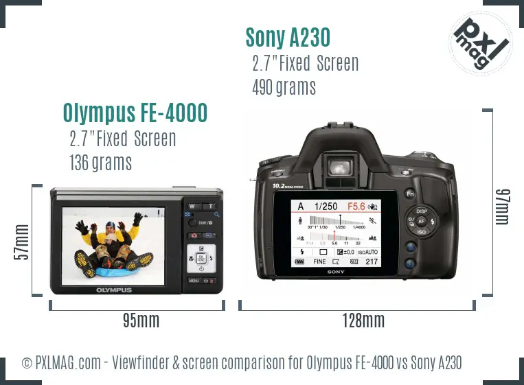 Olympus FE-4000 vs Sony A230 Screen and Viewfinder comparison