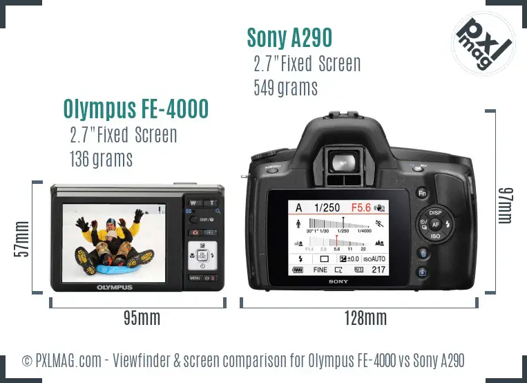 Olympus FE-4000 vs Sony A290 Screen and Viewfinder comparison