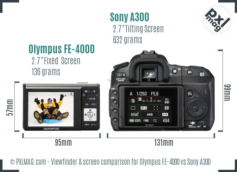 Olympus FE-4000 vs Sony A300 Screen and Viewfinder comparison