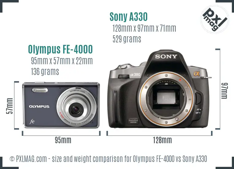 Olympus FE-4000 vs Sony A330 size comparison