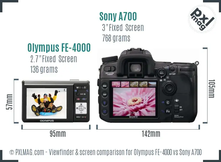 Olympus FE-4000 vs Sony A700 Screen and Viewfinder comparison