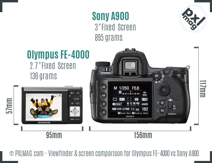 Olympus FE-4000 vs Sony A900 Screen and Viewfinder comparison